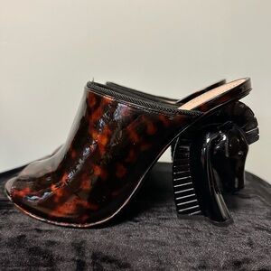 Tory Burch Tortoiseshell Mules with Black Horse Heel
